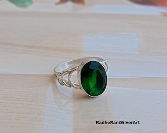 Emerald Ring, Handmade Ring, Women Ring, 925 Silver Ring, Dainty Ring, Statement Ring, Bohemian Jewelry, Meditation Ring, May Birthstone