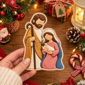 Broderad julklappslapp, den största gåvan av alla Matteus 1:21 Stryk-på-applikation, religiöst julmärke, anpassad högtidslapp