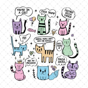 さりげない反トランプ猫 PNG、反トランプ PNG、トランプ抵抗 PNG、トランプ抗議 PNG、反共和党 PNG、シャツのデザイン、デジタルダウンロード