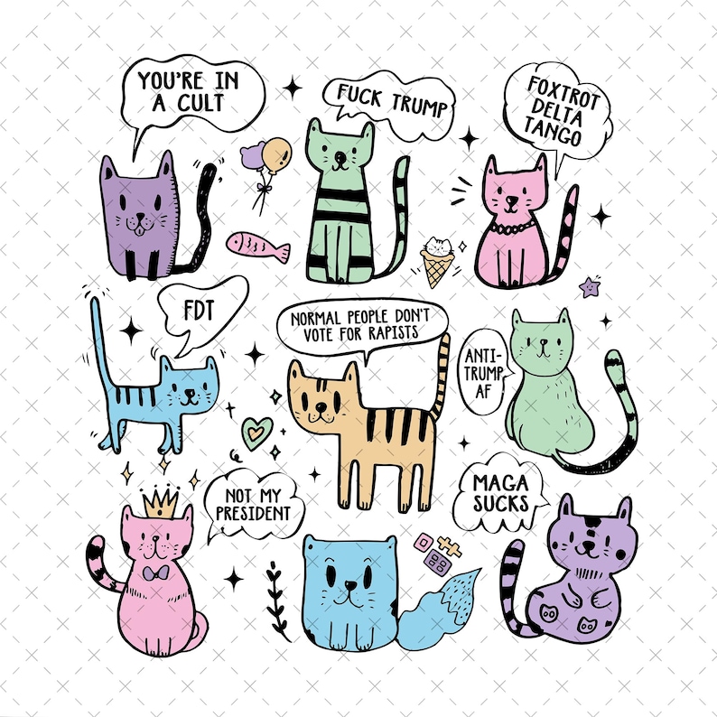 Subtle Anti Trump Cat Png, Anti Trump Png, Trump Resist Png,Trump Protest Png,Anti republican Png, Design For Shirt, Digital Download image 1