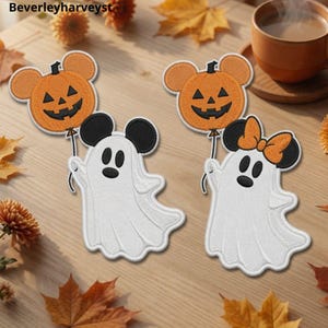 Mickey and Minnie Mouse Ghost Patch – Halloween Iron On Applique
