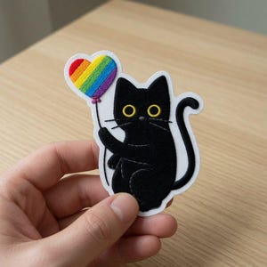 Katt Pride Månadslapp, HBTQ Queer Gay Trans Rights Pride Mams Parents Regnbågsflagga Broderilappar för Kläder Jacka Present Ryggsäck