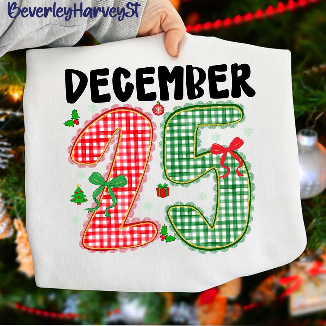 Dec 25 Lettering December 25 Png, Checkered Red Letters Png, Preppy Merry Christmas Png ...