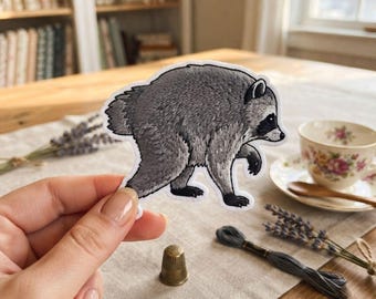 ジモシー・ラクーン・パッチ、ヴィンテージ・トラッシュ・パンダ、おもしろいラクーン・パッチ、森の動物刺繍パッチ
