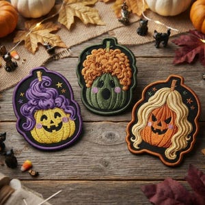 Systrarna Halloween Stryk-på-lapp, Sander.son Sisters Cauldron broderade lappar, Halloween häxa Sisters jacka applikationsmärke