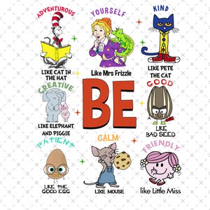 Be yourself Children's Book Png, Teacher Motivational Png, Cartoon Characters Png, Children's Book Gift, Gift For Teacher, Book Lover