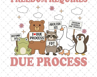 Freedom Requires Due Process Abolish Ice Goose Bear Raccoon Anti Trump Png, Human Rights Activist Png, Immigration Human Rights Png
