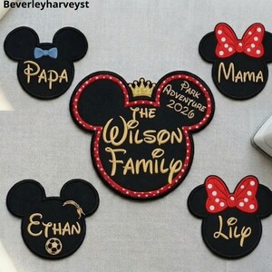 Parches bordados personalizados con nombre y personaje de Disney, parche termoadhesivo de Mickey, Minnie y Winnie the Pooh, para chaquetas y mochilas, para coser con velcro.
