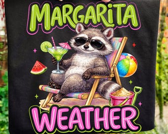 Guaxinim Margarita Weather PNG, PNG de Verão, Design de Camiseta de Verão Moderna