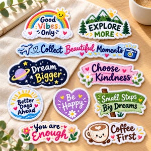 Inspirational Quotes Embroidered Patch , Cute Positive Affirmations Iron On Applique, Aesthetic Slogan Badge, Jacket Backpack Custom Patch