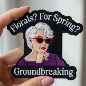 Embroidered Floral For Spring Devil Wears Prada Patches, Red Heel Iron On Patch, Movie Inspired Patch, Sew On Patch
