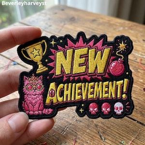 New Achievement Patch, Dungeon Crawler Carl Patch, LitRPG Gamer Badge, DCC Gamer Gift, Level Up Badge, Iron-On/ Sew On Backpack Patch