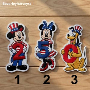 Embroidered USA Mickey & Friends Patch Set, Independence Day 250th Disney, Minnie Donald Daisy Patriotic Iron On, America Anniversary Gift