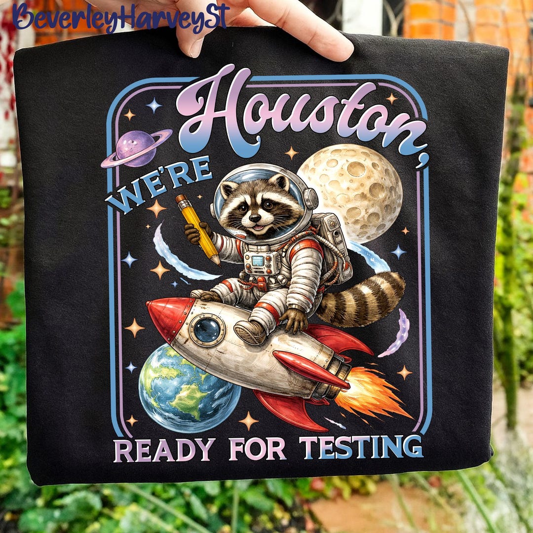 Houston We’re Ready for Testing , Teacher Astronaut Raccoon , Funny ...