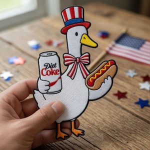 Toppa ricamata con oca USA per il 4 luglio, patriottica americana, 250 anni di libertà, toppa con oca