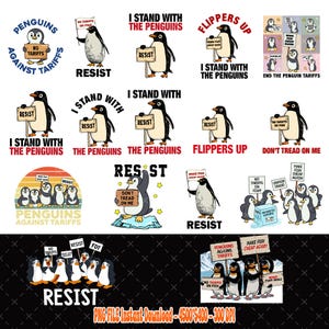 30+ Pinguine gegen Zollgebühren png, Digitaler Download, lustiger Anti-Trumpf, subtiler DFT-Widerstand Anti-MAGA-Protest-Shirt Heard Island, Pinguine