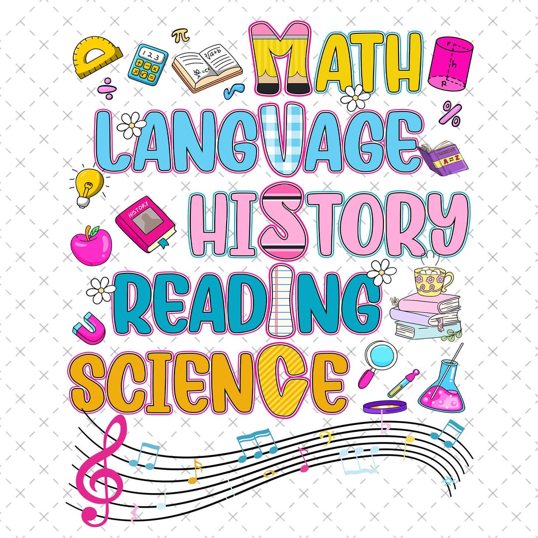 Math Language History Reading Science Teacher Back to School Preppy ...