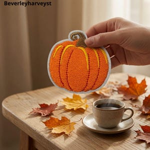 Pumpa Broderad Tygmärke Orange Höst Stryk-på Märke Halloween Thanksgiving Höstkläder Tillbehör Gåva