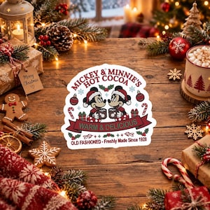 Mickey Minnie Hot Cocoa Embroidered Patch, Warm & Delicious Christmas Iron On Applique, Holiday Mouse Badge, Jacket Custom Patch
