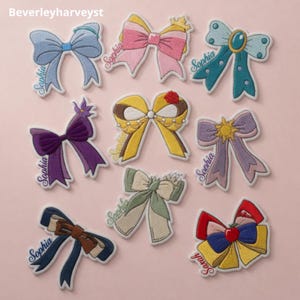 Personalized Disney Princess Embroidered Patches, Custom Name Magic Bow Iron On Patch, DIY Bag Sew On Hook & Loop