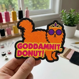 Goddamnit Donut Embroidered Patch, Dungeon Crawler Carl Iron On Badge, LitRPG-Inspired Patch, Iron On/ Sew On Patch
