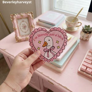 I'm Literally Just A Bitch Patch, Heart Shaped Goose Patch, Gift For Her, Aesthetic Jacket Patch,Embroidered Applique, Sarcastic Quote Patch