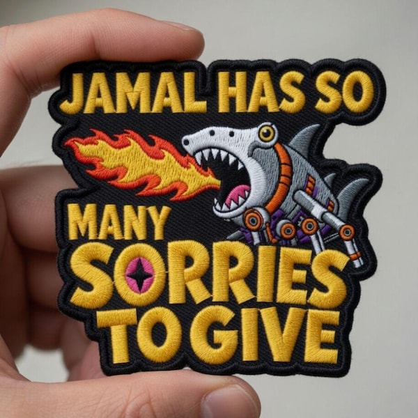 Embroidered Jamal Has So Many Sorries To Give Patch, Fire Breathing Shark Art, Dungeon Crawler Carl Gift
