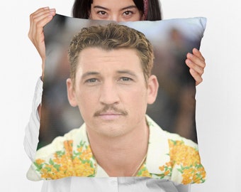 Miles Teller Square Pillow Spun Polyester Square Pillow, Custom Throw Pillow Gift, Best Home & Office Decor, Funny Meme Dorm Decor Gift