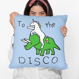 Unicorn Riding Triceratops Pillow, Personalized Pillow Gift, Throw Photo Pillow, Unicorn Pillow Gift