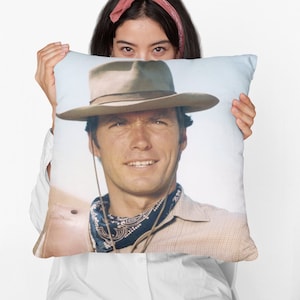 Clint Eastwood Square Pillow Spun Polyester Square Pillow, Celebrity Throw Pillow, Christmas Birthday Decoration, Memorabilia Gift