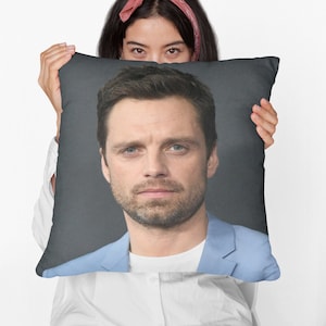 Sebastian Stan Square Pillow Spun Polyester Square Pillow, Office Decor, Decorative Pillow, Home Decor, Room & Dorm Decor, Square Pillow