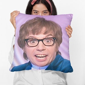 Austin Powers Square Pillow Spun Polyester Square Pillow, personalized throw pillow gift, Funny Meme Pillow Gift Idea, Modern Throw PIllow