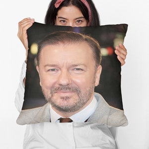 Ricky Gervais Square Pillow Spun Polyester Square Pillow, Office Decor, Decorative Pillow, Home Decor, Room & Dorm Decor, Square Pillow