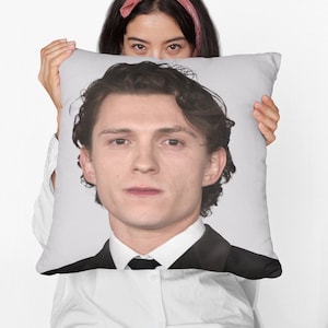 Tom Holland Square Pillow Spun Polyester Square Pillow, personalized throw pillow gift, Funny Meme Pillow Gift Idea, Modern Throw PIllow