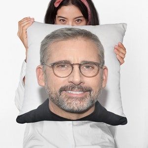 Steve Carell Square Pillow Spun Polyester Square Pillow, Office Decor, Decorative Pillow, Home Decor, Room & Dorm Decor, Square Pillow