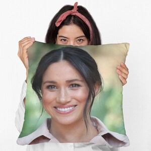 Meghan Markle Square Pillow Spun Polyester Square Pillow, Custom Throw Pillow Gift, Best Home & Office Decor, Funny Meme Dorm Decor Gift