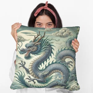 Dragon Throw Pillow | Fantasy Creature Art Cushion for Sofa or Bed | Magical Home Decor Accent | Gift for Dragon Lovers & Fantasy Fans