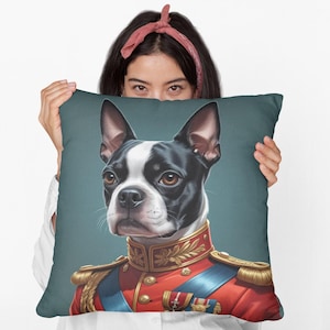 Boston Terrier Throw Pillow | Cute Dog Breed Cushion for Pet Lovers | Funny Boston Dog Sofa Decor | Gift for Boston Terrier Owner or Family