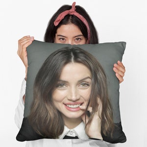 Ana de Armas Square Pillow Spun Polyester Square Pillow, Celebrity Throw Pillow, Christmas Birthday Decoration, Memorabilia Gift