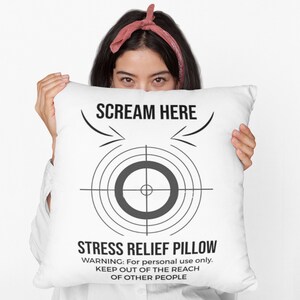 Scream Here ~ Stress Relief Pillow, Personalized Pillow Gift, Throw Photo Pillow, Stress Relief Pillow Gift