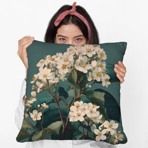 Floral Throw Pillow Case Botanical Accent Decorative Cushion Cover Nature Inspired Pillow for Sofa Bed or New Home Gift Idea