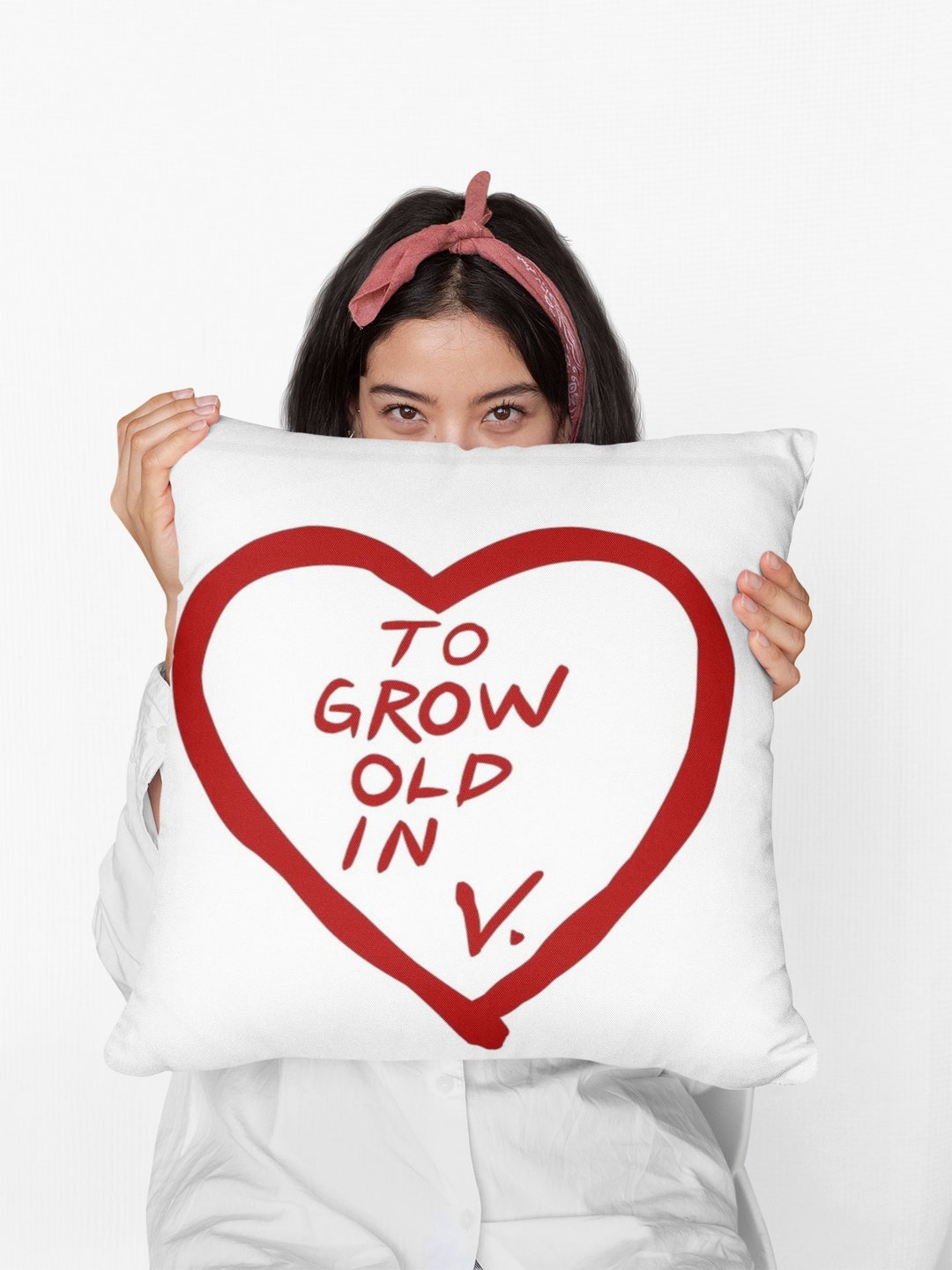 To Grow Old in Pillow, Personalized Pillow Gift, Throw Photo Pillow, Pillow Gift for Old People