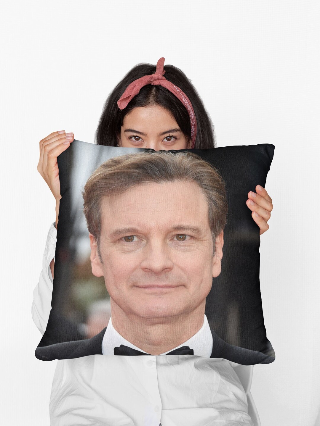 Colin Firth Square Pillow Spun Polyester Square Pillow, Celebrity Throw Pillow, Christmas 