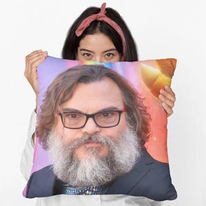 Jack Black Square Pillow Spun Polyester Square Pillow, Home Decor Throw Pillow Gift, Party Decor Pillow, Custom Throw Pillow Gift