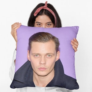 Bill Skarsgård Square Pillow Spun Polyester Square Pillow, Celebrity Throw Pillow, Christmas Birthday Decoration, Memorabilia Gift