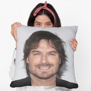 Ian Somerhalder Square Pillow Spun Polyester Square Pillow, Office Decor, Decorative Pillow, Home Decor, Room & Dorm Decor, Square Pillow