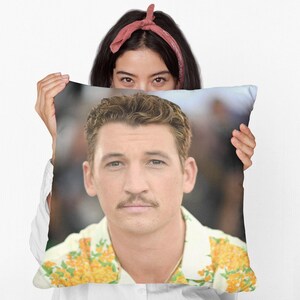 Miles Teller Square Pillow Spun Polyester Square Pillow, Custom Throw Pillow Gift, Best Home & Office Decor, Funny Meme Dorm Decor Gift