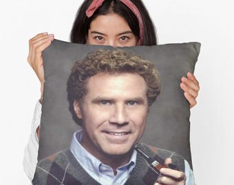 Will Ferrell Quadratisches Kissen Quadratisches Kissen aus gesponnenem Polyester, personalisiertes Dekokissen Geschenk, lustiges Meme Kissen Geschenkidee, modernes Dekokissen