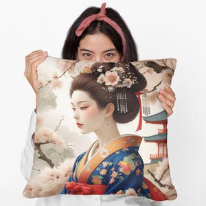 Geisha Throw Pillow | Elegant Japanese Art Cushion for Sofa or Bed | Asian-Inspired Home Decor | Gift for Geisha & Culture Lovers