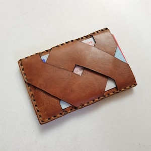 modèle de porte-cartes en cuir fait main